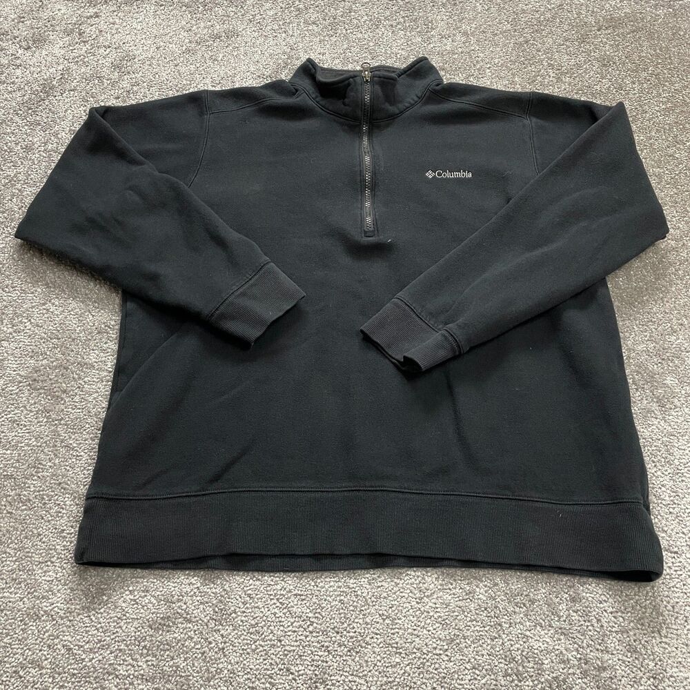 Columbia Jacket Womens Large Black 1/4 Zip High Neck Fleece Outdoor Pullover